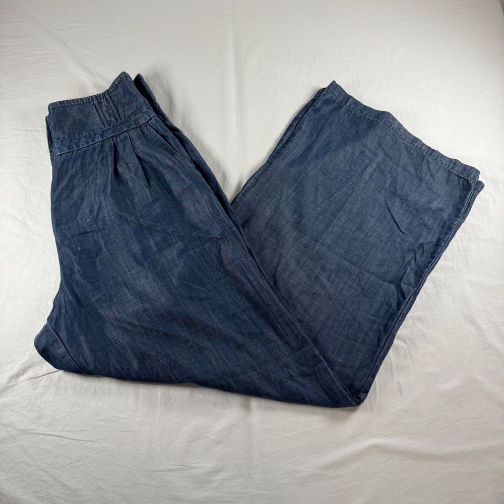 Gabrielle Union NY&C Women's Size 10 Blue Wide Leg High Rise Pleated Pants